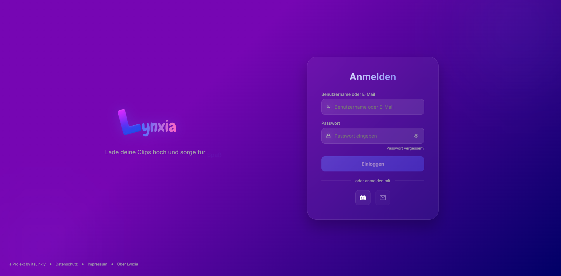 Lynxia Login Page