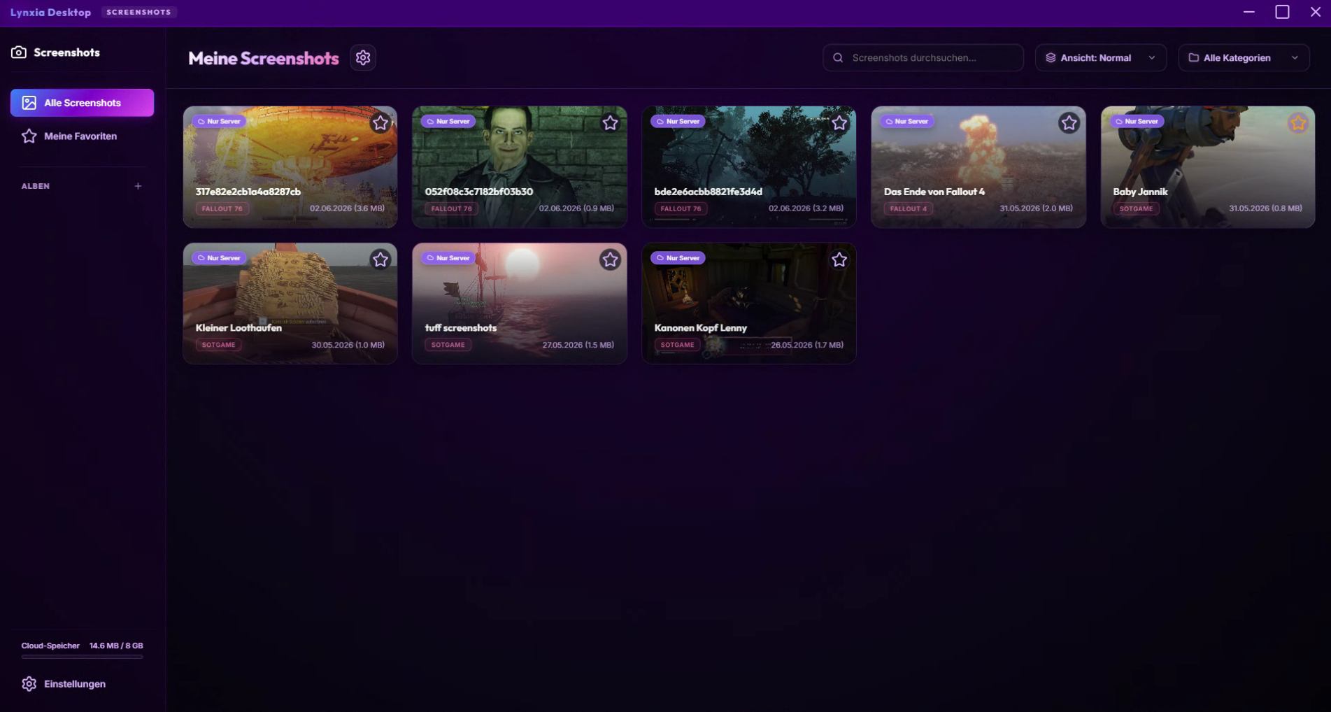 Screenshot übersiecht un Lynxia Desktop